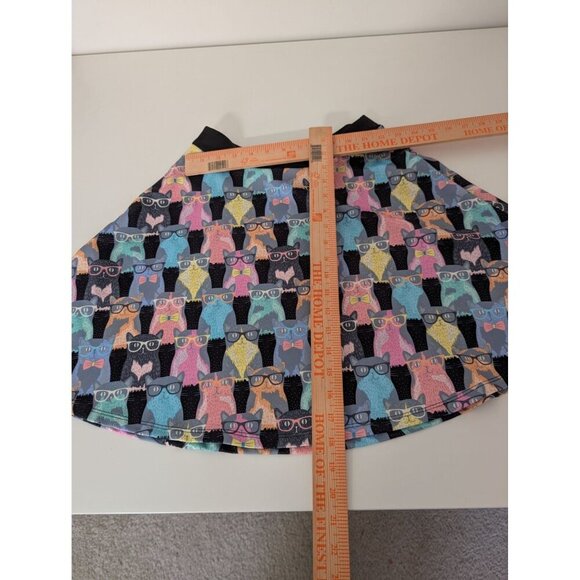 Fervour Cat Skater Skirt Womens Size Small Black Stretch Short Pull On A Line - Picture 9 of 11